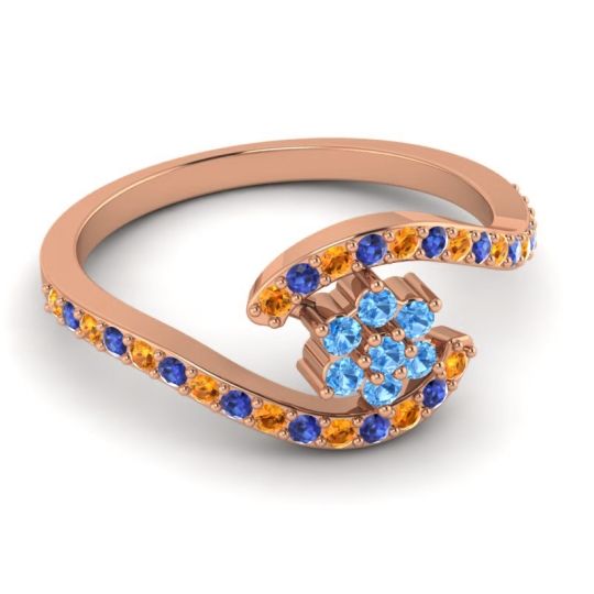 Simple Floral Pave Bypass Plava Ring