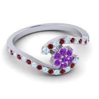 Simple Floral Pave Bypass Plava Ring