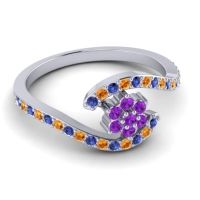 Simple Floral Pave Bypass Plava Ring