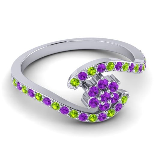 Simple Floral Pave Bypass Plava Ring