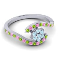 Simple Floral Pave Bypass Plava Ring