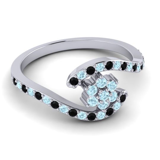 Simple Floral Pave Bypass Plava Ring