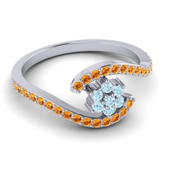 Simple Floral Pave Bypass Plava Ring