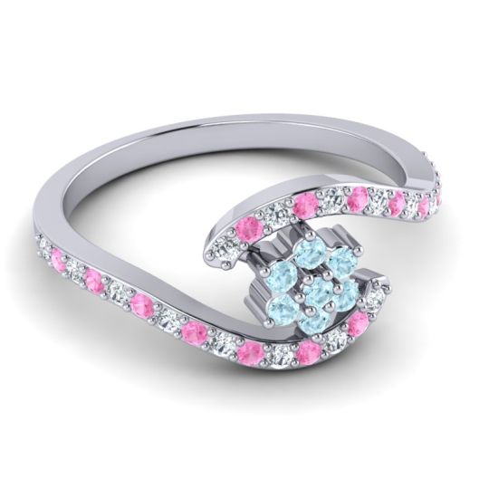 Simple Floral Pave Bypass Plava Ring