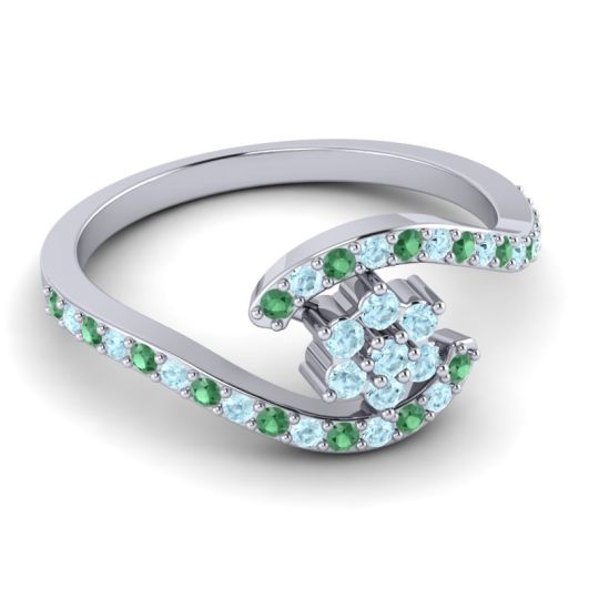 Simple Floral Pave Bypass Plava Ring