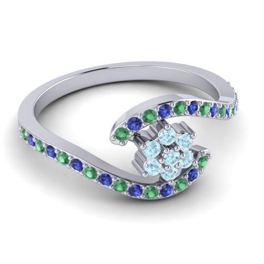 Simple Floral Pave Bypass Plava Ring