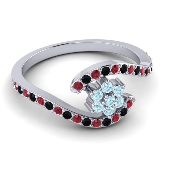 Simple Floral Pave Bypass Plava Ring