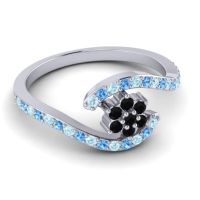 Simple Floral Pave Bypass Plava Ring