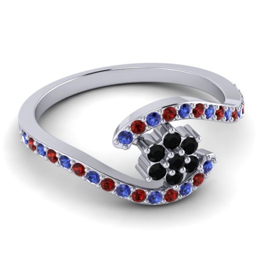 Simple Floral Pave Bypass Plava Ring