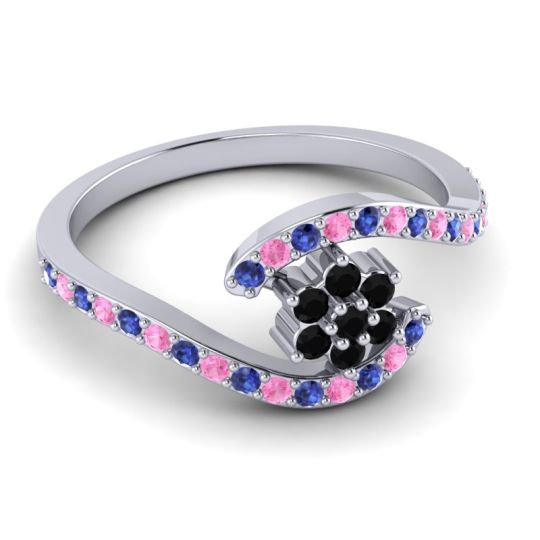 Simple Floral Pave Bypass Plava Ring