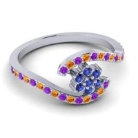 Simple Floral Pave Bypass Plava Ring