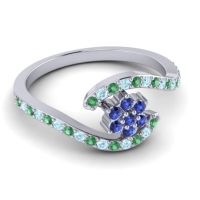 Simple Floral Pave Bypass Plava Ring