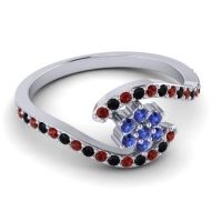 Simple Floral Pave Bypass Plava Ring