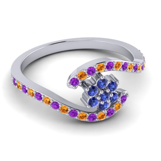 Simple Floral Pave Bypass Plava Ring