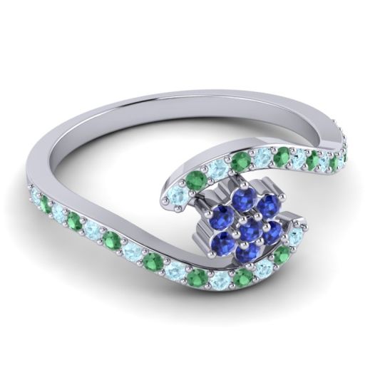 Simple Floral Pave Bypass Plava Ring