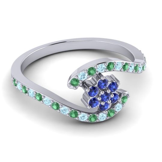 Simple Floral Pave Bypass Plava Ring