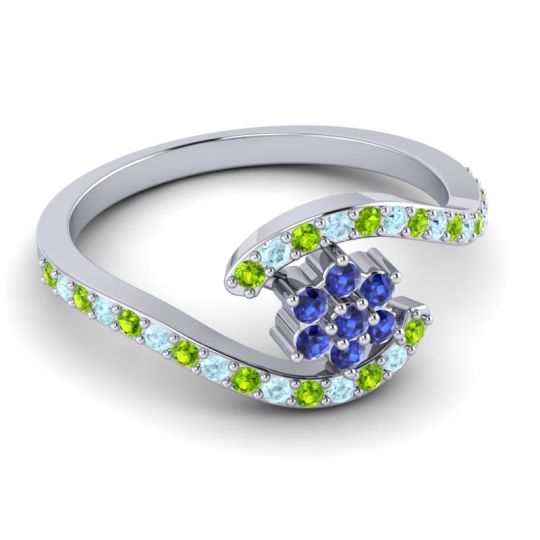 Simple Floral Pave Bypass Plava Ring