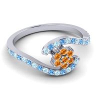Simple Floral Pave Bypass Plava Ring