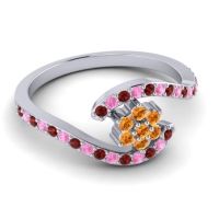 Simple Floral Pave Bypass Plava Ring