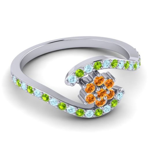 Simple Floral Pave Bypass Plava Ring