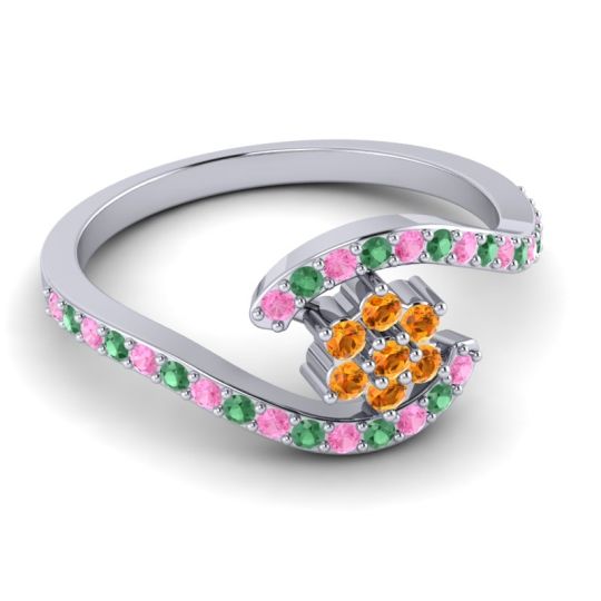 Simple Floral Pave Bypass Plava Ring