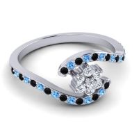 Simple Floral Pave Bypass Plava Ring