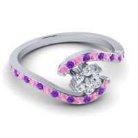 Simple Floral Pave Bypass Plava Ring