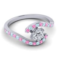 Simple Floral Pave Bypass Plava Ring