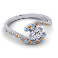 Simple Floral Pave Bypass Plava Ring