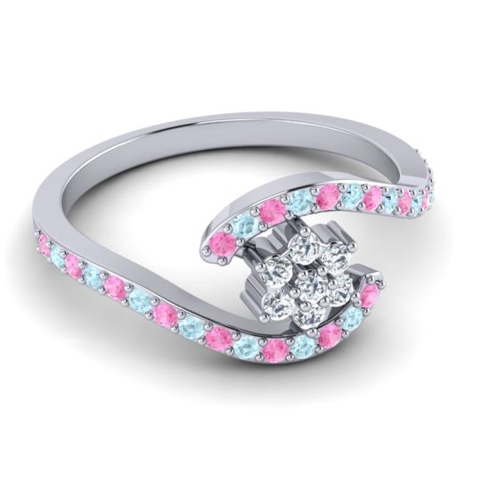 Simple Floral Pave Bypass Plava Ring