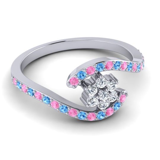 Simple Floral Pave Bypass Plava Ring