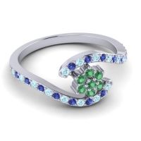 Simple Floral Pave Bypass Plava Ring