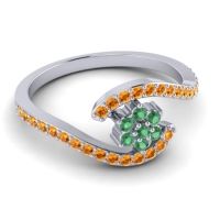 Simple Floral Pave Bypass Plava Ring
