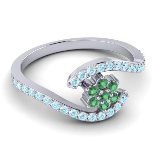 Simple Floral Pave Bypass Plava Ring