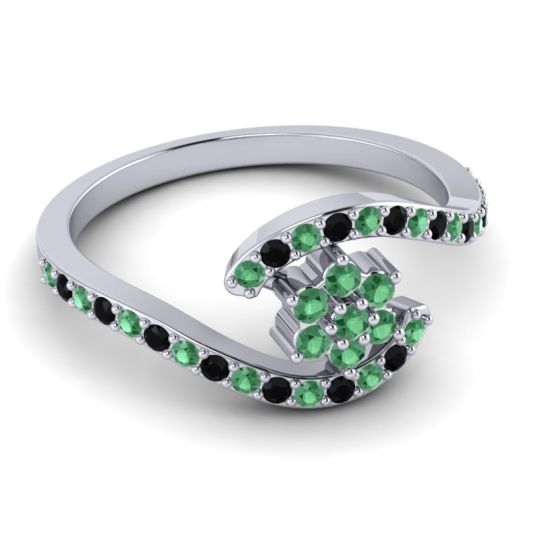 Simple Floral Pave Bypass Plava Ring