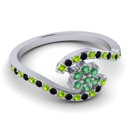 Simple Floral Pave Bypass Plava Ring