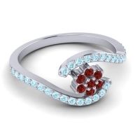 Simple Floral Pave Bypass Plava Ring