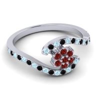 Simple Floral Pave Bypass Plava Ring
