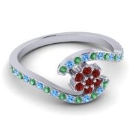 Simple Floral Pave Bypass Plava Ring