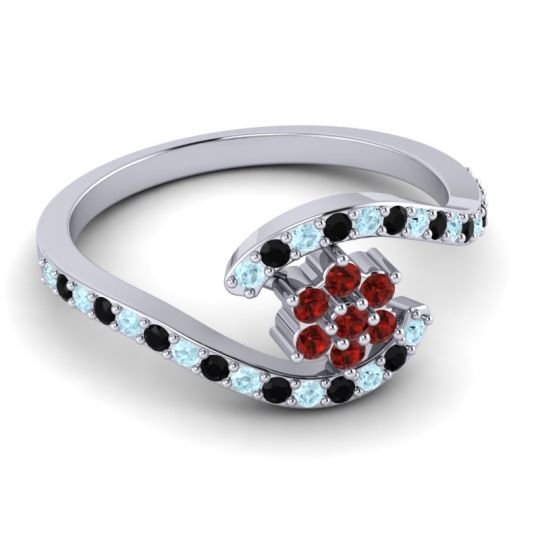 Simple Floral Pave Bypass Plava Ring
