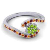 Simple Floral Pave Bypass Plava Ring