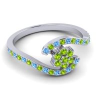 Simple Floral Pave Bypass Plava Ring