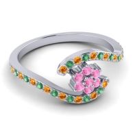 Simple Floral Pave Bypass Plava Ring