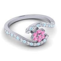 Simple Floral Pave Bypass Plava Ring