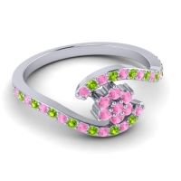 Simple Floral Pave Bypass Plava Ring