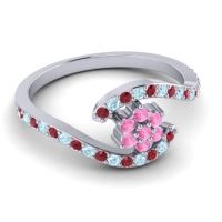 Simple Floral Pave Bypass Plava Ring