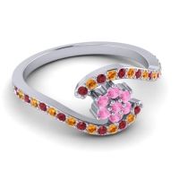 Simple Floral Pave Bypass Plava Ring