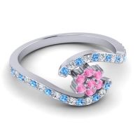 Simple Floral Pave Bypass Plava Ring