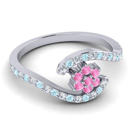 Simple Floral Pave Bypass Plava Ring