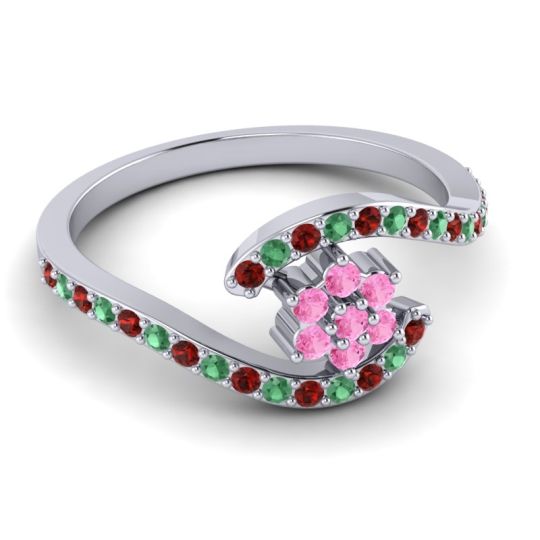 Simple Floral Pave Bypass Plava Ring